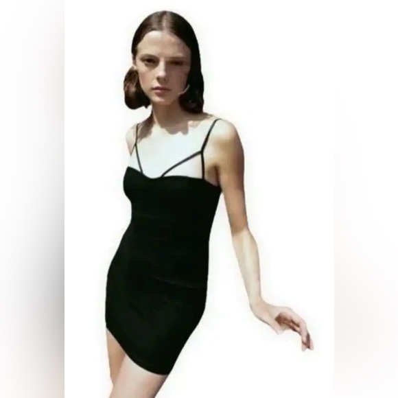 Zara Womens Small Black Mini Dress Cami Body-con Sexy Party Dress - Picture 4 of 9